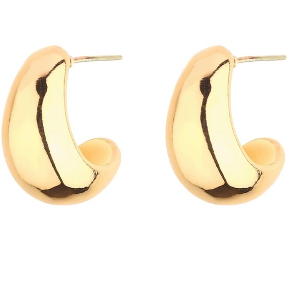 14K Gold Plated Chunky Open Earrings - Picture 1 of 2